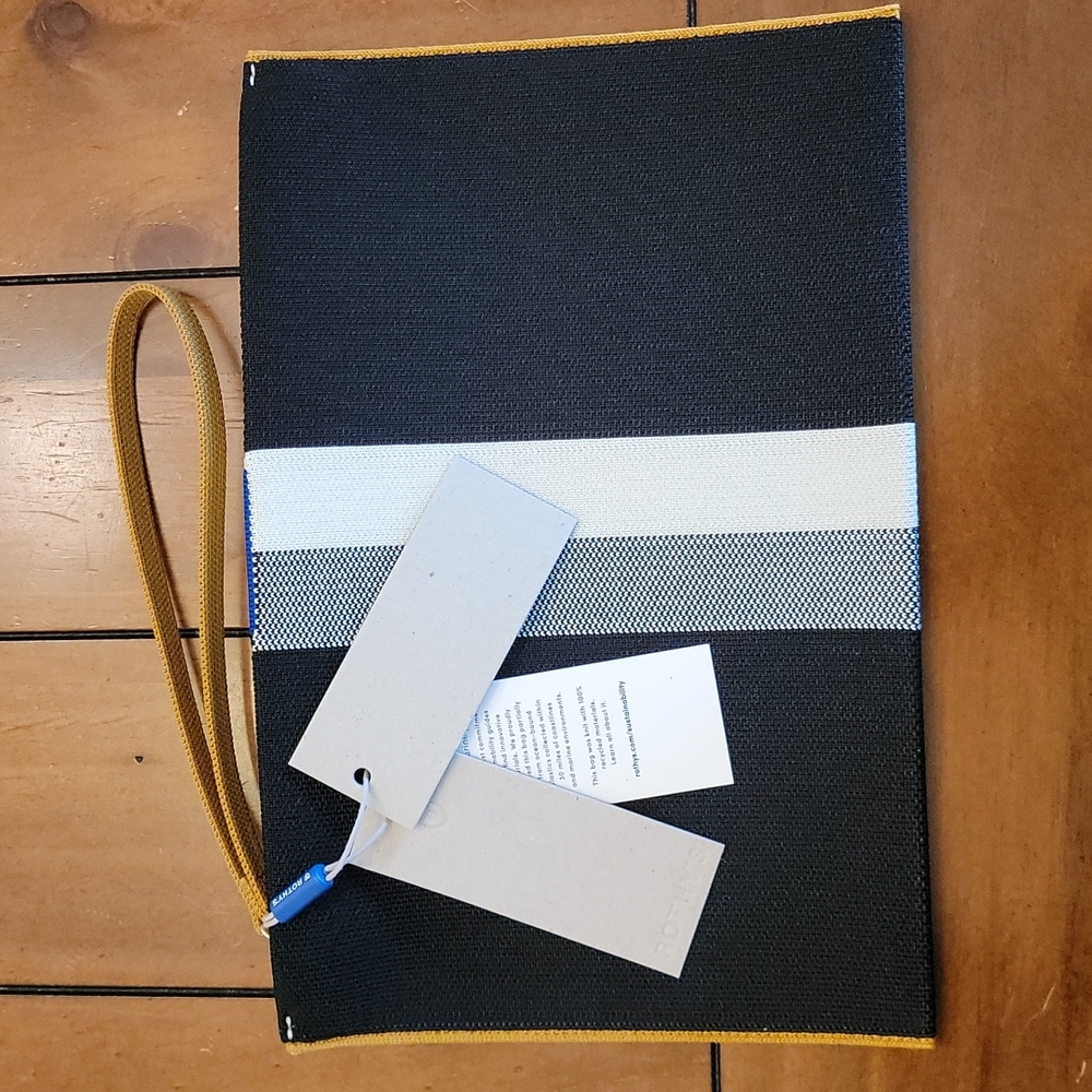 Rothys black and white wristlet
